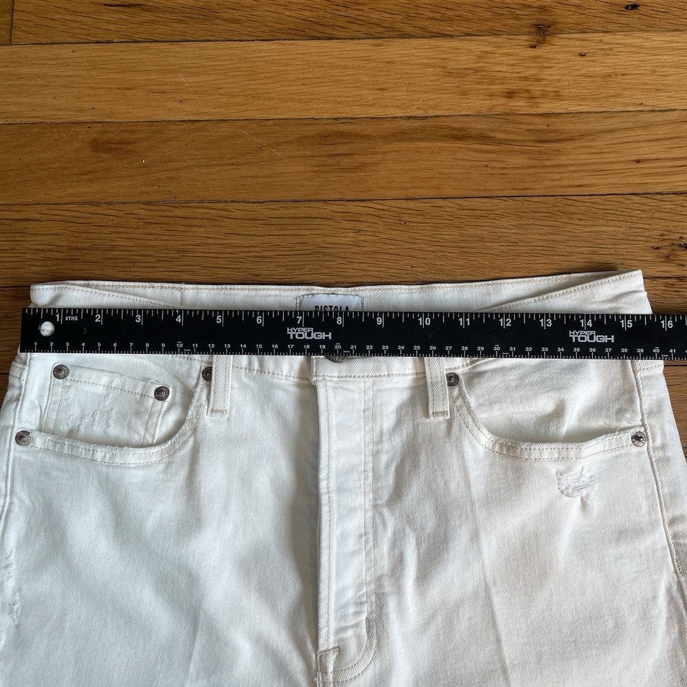 Pistola High Rise Straight Leg Cropped Jeans White Denim 31x24" Button Fly EUC - Picture 3 of 11